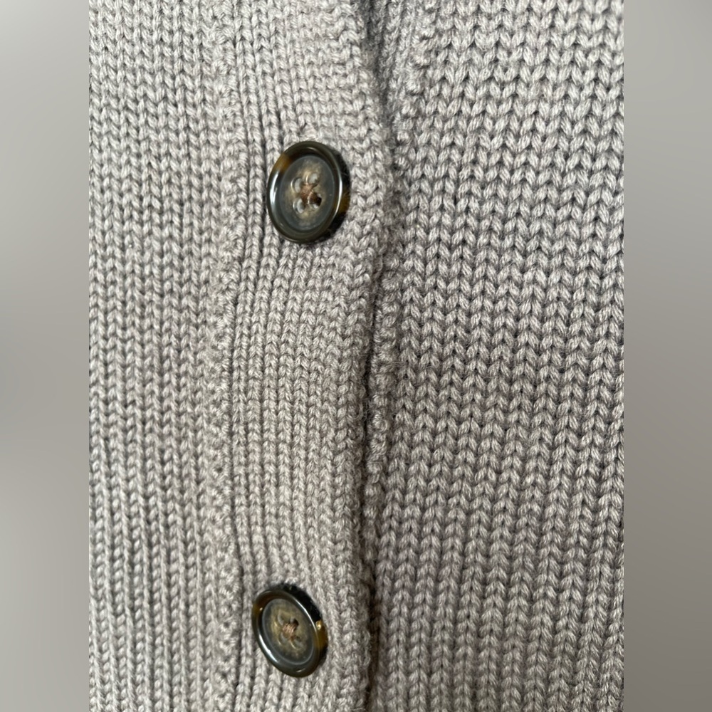 Banana Republic Poncho Sweater Button Up Cape Knit Gray / fossil color - Picture 2 of 5